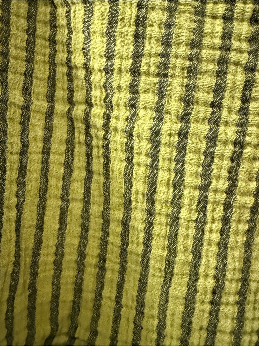 Curator SF 100% cotton Noa Crop Striped Olive Green Tee - Picture 5 of 6
